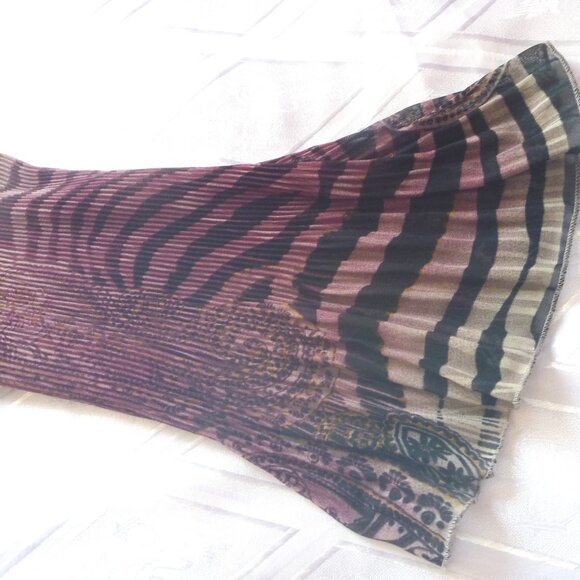 Maggie Barnes 5X Semi Sheer Crinkle Purple Black Top Tunic Bell Paisley Light - Picture 2 of 9